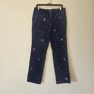 Vineyard Vines Corduroy Straight Pants Men Size 33 x 32 Blue Embroidered